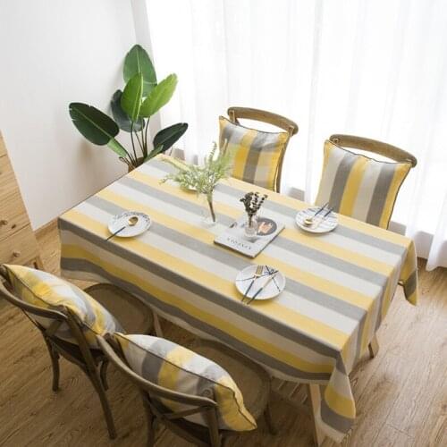 Polyester/Cotton Waterproof Table Cloth Sample Style Striped Tablecloths Table Cover Waterproof Rectangular Tablecloth Grey