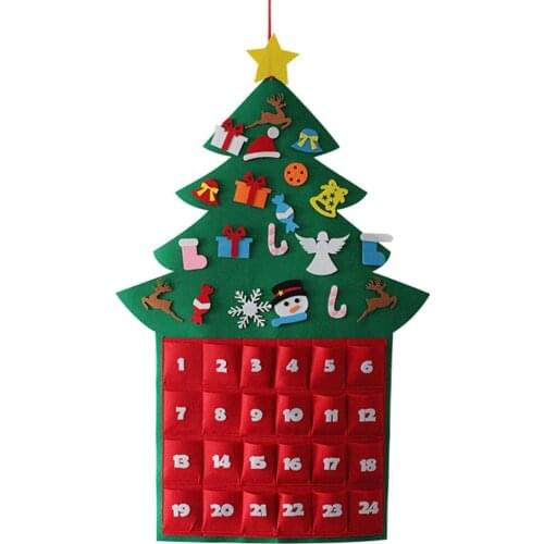 Felt Calendar Christmas Tree Christmas Countdown Calendar Pendant Decoration Children DIY Christmas Tree