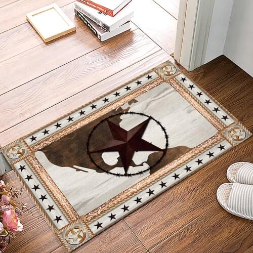 West Texas Stars Wooden Board Retro Style Doormat Home Entrance Anti-Slip Mat Carpet for Room Bedroom Home Kitchen Doormat