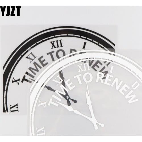 YJZT 17.9X13.6CM TIME TO RENEW Creative Cartoon Pattern Vinyl Car Sticker Decal Black/Silver 4C-0016