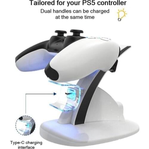 Dual Gamepad Charger Stand Station For PS5 Controllers Game Controller Joystick Charging Dock Cradle With Indicator Lights