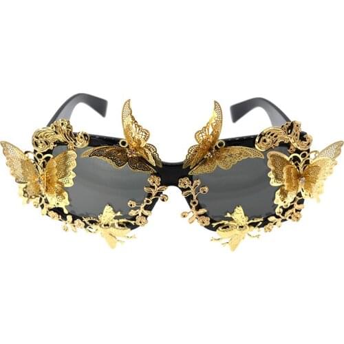 Baroque Metal Flowers Sunglasses Fashion Women Oversized Square Sunglasses Classic Brand Designer Sun Glasses