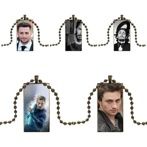 Aaron Taylor Glass Cabochon Choker Pendant Rectangle Necklace Bronze Color Jewelry For Women Choker