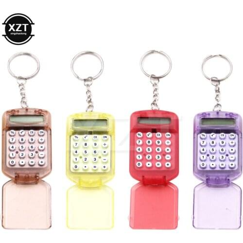 1pc Newest Hard Plastic Casing 8 Digits Electronic Mini Calculator Keychain Colorful