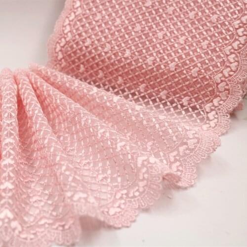 10Meters 18cm Width Bilateral Heart Pink Lace Trim For DIY Craft Bra Underwear Accessories Sewing Net Mesh Net Fabric Trims