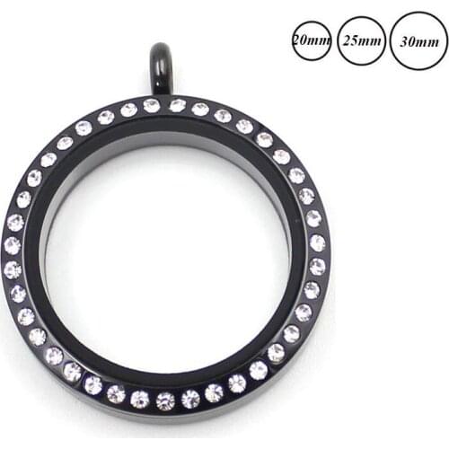 3 Sizes Stainless Steel Floating Locket Pendant With Rhinestone Screw Twist Living Memory Floating Charm Locket 10pcs