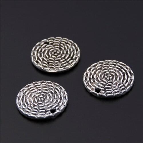 10pcs Silver Color Circle Shaped Round Charm Pendant Jewelry Finding A2461