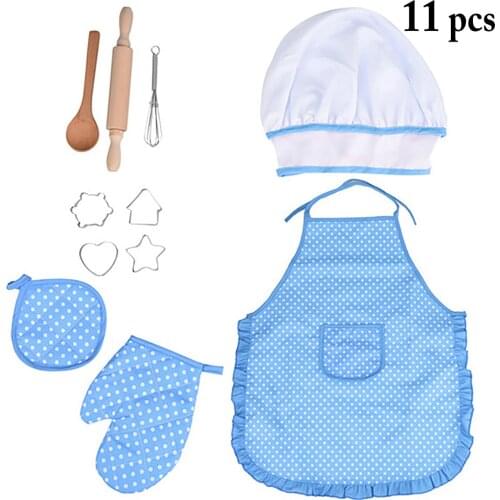 11pcs Multicolor Chef Set Creative Baking Cooking Tool Apron Hat Hot Pad Wood Spoon Kitchenware Kits Premium Kitchen Gadgets