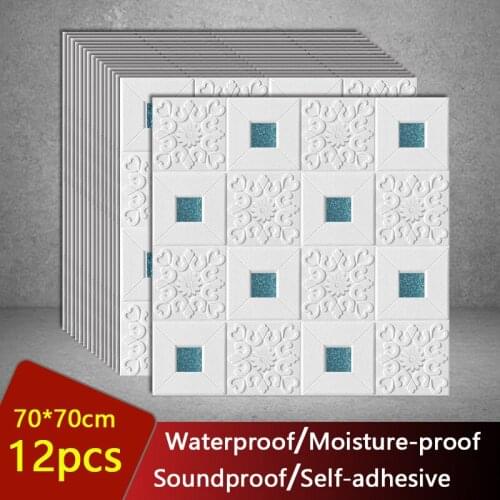 12Pcs 70x70cm 3D DIY Stereo Foam Wall Stickers Ceiling Panel Roof Decal Self Adhesive Wallpaper Home Living Room Decoration