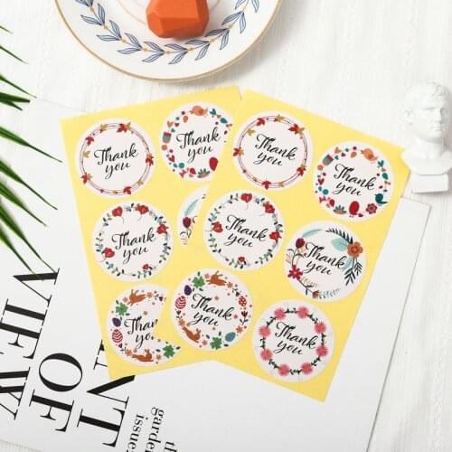 60pcs 2.5cm/3.8cm/5cm Floral Thank You Stickers Seal Labels For Wedding Business Card Package Labels School Stationery Sticker
