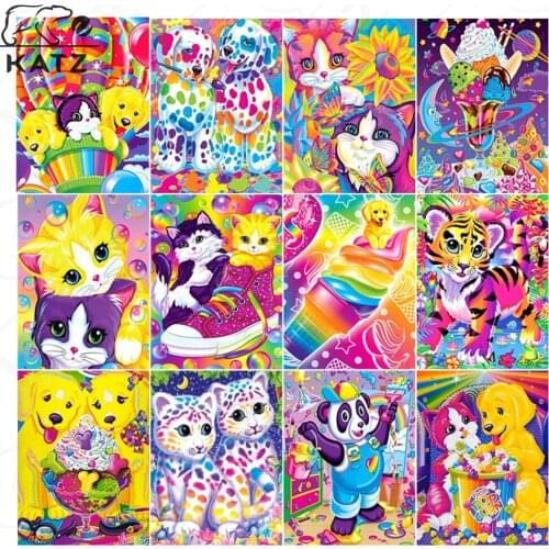 Diamond Painting "cat and Dog Ice Cream" Handmade Diy Rhinestone Cross Stitch Kit Diamond Embroidery Art Gift and Decoration