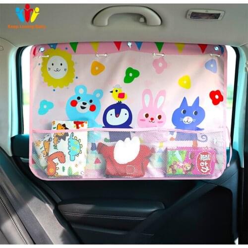Car Sunshade Universal Auto Side Window Sunshades Car Accessories Suction Cup Adsorption Storage Cartoon Car Window Sunshade