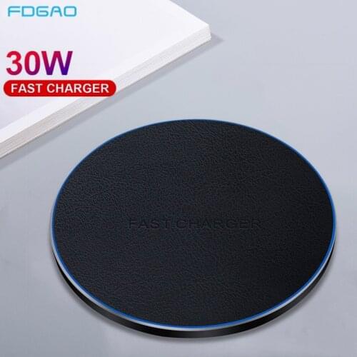 FDGAO 30W Induction Wireless Charger Pad For iPhone 12 11 Pro Max Xs Xr X 8 Qi Fast Charging Station For Samsung S21 S20 S10 S9