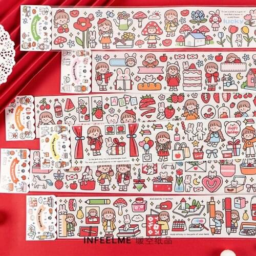 Girlhood series Color Washi Masking Tape Release Paper Stickers Scrapbooking Stationery Decorative girl Tape