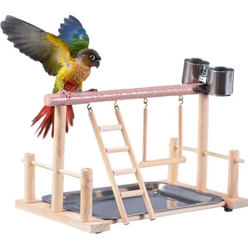 Pet Bird Toy Activity Center Birdcage Stands With Bird Perch Ladder Hammock Feeder Playground For Cockatiel Parrot