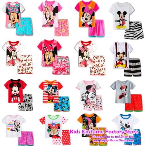 Disney Mickey Minnie Childrens Short Sleeve Pajamas Childrens Clothing Set Boys' and Girls' Pajamas Childrens Pajamas Set
