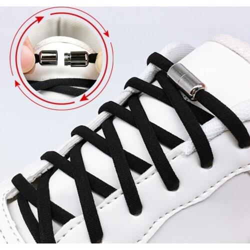 Elastic No Tie Shoelaces Sneakers Metal-Lock Shoe Laces For Kids Adult Sneakers Quick Shoelaces Semicircle Shoestrings Safety