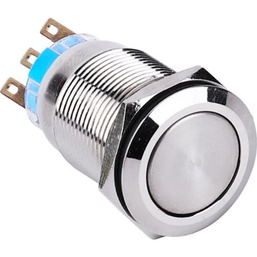 Latching Momentary 19mm Mounting 3PIN 1NO1NC Brass Nickel Metal Push Button Switch