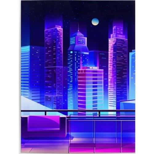Canvas Hd Prints Pictures Landscape Wall Artwork Painting Home Decoration Synthwave Neon City Poster Living Room No Framework