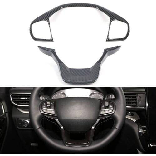 Chrome Carbon Look For Ford Explorer 2020 2021 Steering Wheel Frame Trim Car Accessories