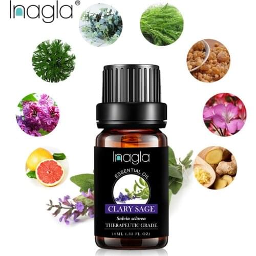 Inagla 10ML Clary Sage Essential Oils 100% Pure Natural Pure Essential Oils for Aromatherapy Diffusers Oil Home Air Care