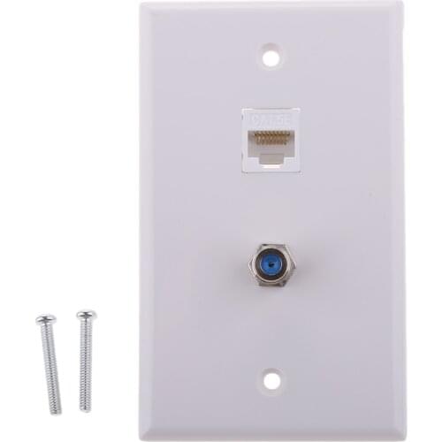 Coaxial Cat 5 Cat 6 Network LAN Port Cable Connect Wall Plate RJ45 Jack Face Panel Cover