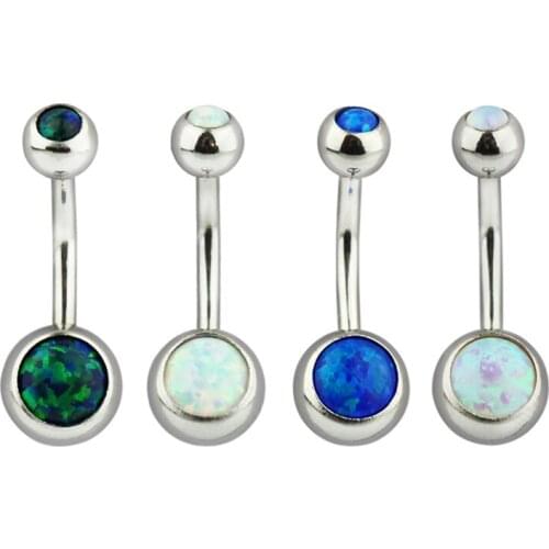 1pc Opal Stone Navel Piercing Barbell Belly Ring Button Rings Bar Surgical Steel Ombligo for Sexy Woman Fashion Body Jewelry 14G