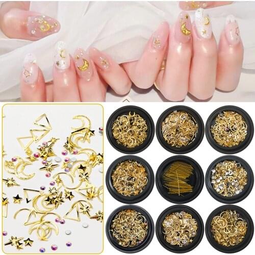 A Box of Alloy Nail Decorations Special-shaped Golden Hollow Kawaii Stars Moon Irregular NailsDIYnail Decoration Accessorie Tool