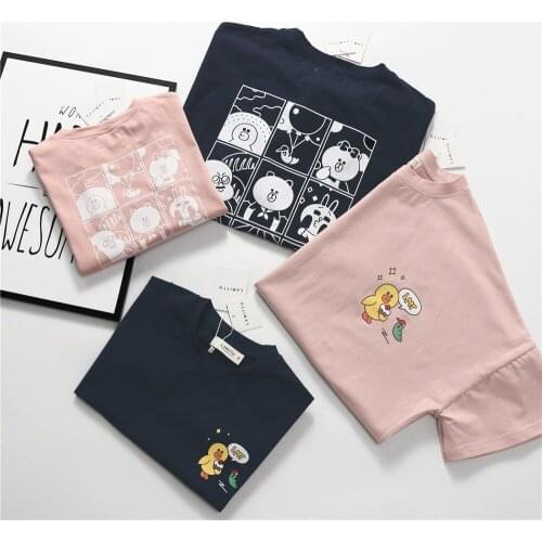 Tonytaobaby Summer New Boys' and Girls' Childrens All-around Cartoon Image Pure Cotton T-shirt