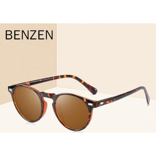 BENZEN Ultralight TR90 Polarized Sunglasses Women Men Vintage Round Shades Driving Sun Glasses For Lady UV 400 Eyewear 6697