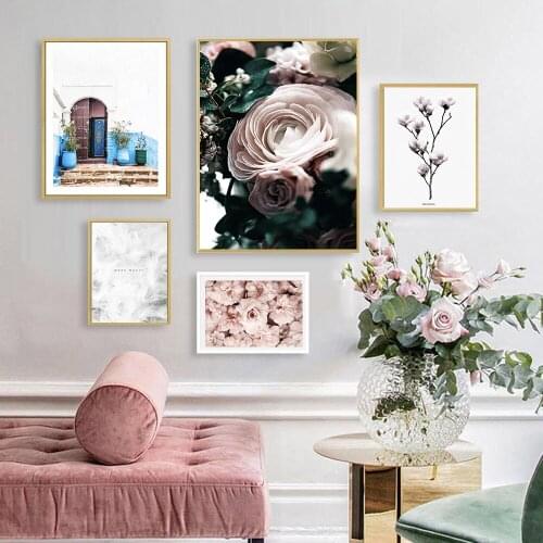 Floral Home Bouquet Flower Wall Art Canvas Painting Door Nordic Posters And Prints Printable Wall Pictures For Living Room