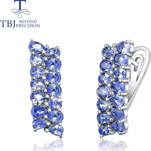 Natural 4.5ct light blue tanzanite clasp earring elegant design 925 sterling silver fine jewelry for women wife mom nice gift