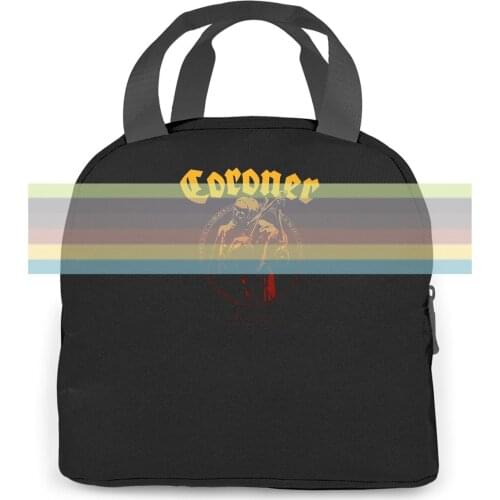 New Coroner Punishment for Decadence Metal Rock Black women men Portable insulated lunch bag adult student