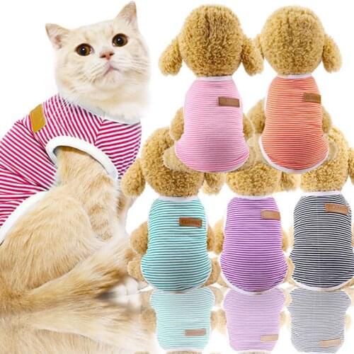 Dog Clothes For Small Dogs Summer Classic Striped Cat Shirt Chihuahua T shirt Cute Puppy Vest Yorkshire Terrier Pet Clothes