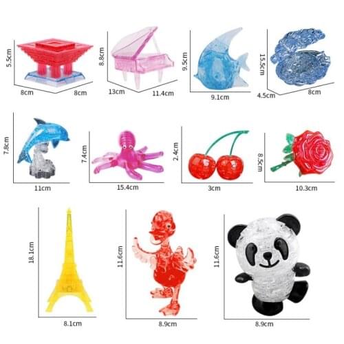 New 3D Crystal Puzzle Puzzles Panda Animal Dolphin Swan Bear Rabbit Educational Toys Christmas Kids Present New Year Gift