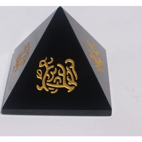 Natural crystal obsidian pyramid Four god beast bronzing furnishing articles The town house to ward off bad luck