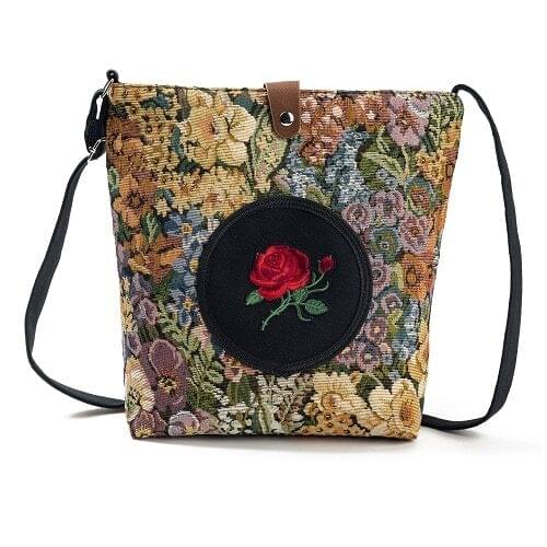 Rose Lady Canvas Bag Lady Dropshipping Cute Fashion Shoulder Bag Floral Girl Cheap Daily Use Women Messenger Bag Hot Sale