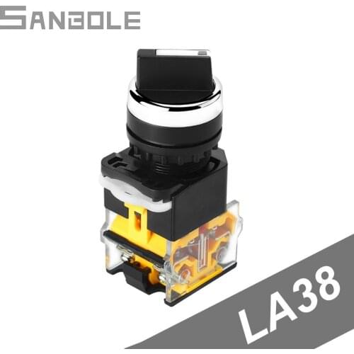 Knob Switch LA38-11X2 20X3 Rotary Switches 10A 22mm 1NO 1NC 4 screws Push Button Switch Reset/Self-locking (5PCS)