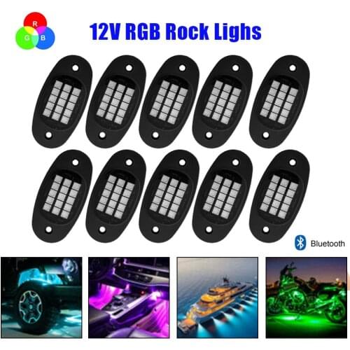 12V DIY Flashing Car RGB Lights LED Neon Rock Mood Ambient Lamp Underbody Bluetooth Off Road 4x4 Caravan Motorcycle Accessories