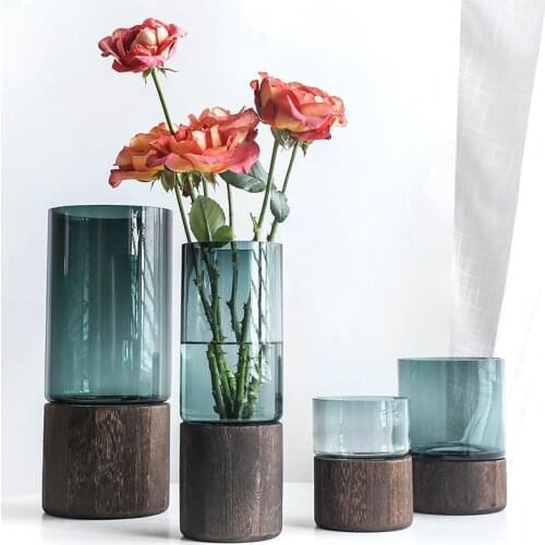 Nordic Vase Simple Glass Home Decoration Green Wood Living Room Flower Home Decor Terrarium декор дома горшок для цветов