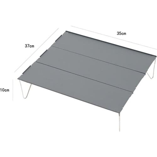 Folding Camping Table, Portable Aluminum Lightweight Rectangle Outdoor Table with Carry Bag, Load 10kg, 37x35x10cm, Gray