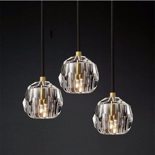 Post Modern Diamond Crystal Pendant Lights Nordic Luxury Living Room Bedroom Art Deco Hanging Lamps Bedside Designer Fixtures