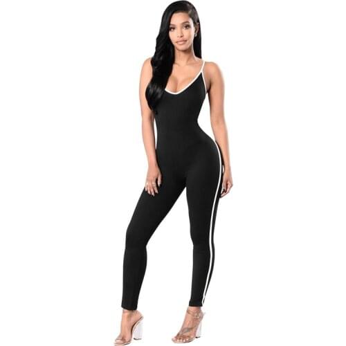 Sportswear Rompers New Black Summer Sleeveless Women Casual 2020 Red Jumpsuits Pants Solid New Long Overalls Jumpsuit Boho Style