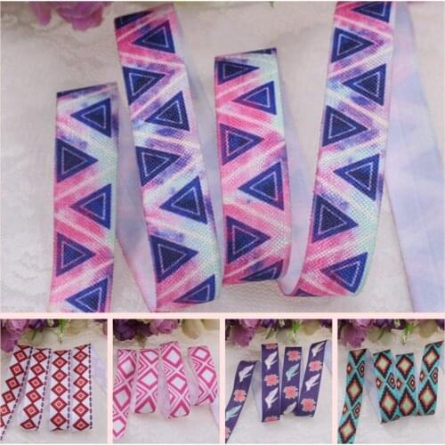 20 designs 5/8" heat transfer Aztec FOE fold over elastic 100yards/lot for hair ties accessaries