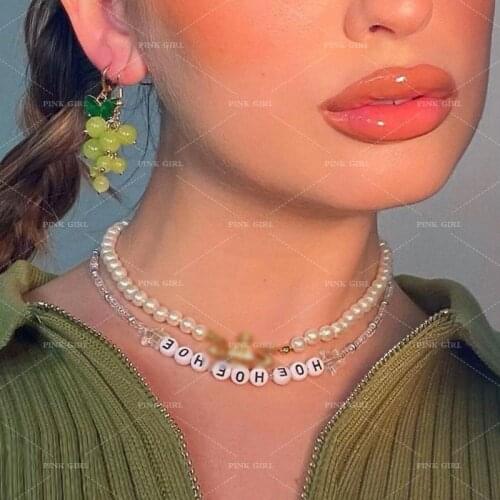 Y2K Jewelry Green Grape Earrings for Women Beads Vintage Harajuku Fruit Earrings Charms 90s Aesthetic Gifts Wholesale New