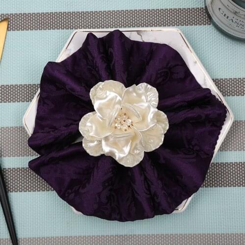6pcsEuropean style creative white flower zinc alloy napkin buckle pearl flower napkin ring