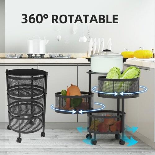 Iron 360° Rotatable Three-Layer Shelf Storage Basket Sundries Cosmetic Container Bathroom Garage Kitchen Spice Bottle Organizer