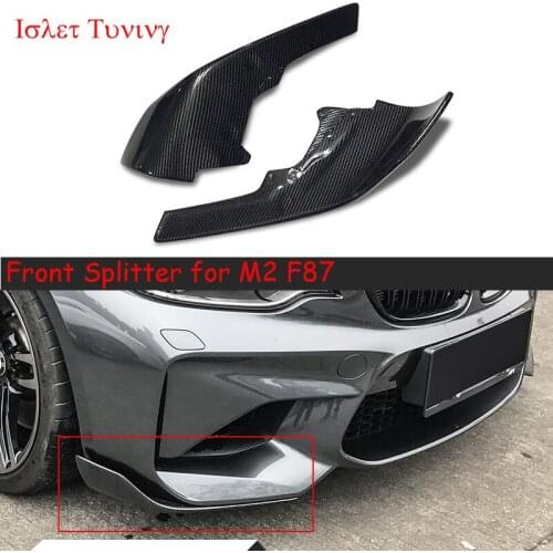 1pair Carbon Fiber Front Splitter for BMW M2 F87 Front Bumper Flaps 2016 2017 2018
