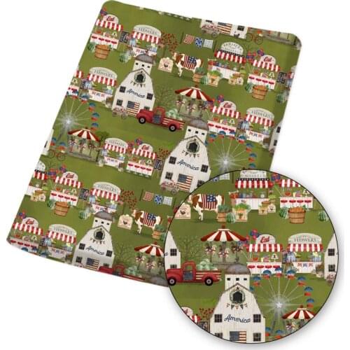 Polyester Cotton Fabric Per Meter Ferris Wheel Printed Dress Making Handmade Mask Cloth Sheets DIY Crafts Supplies 45*145cm 1pc