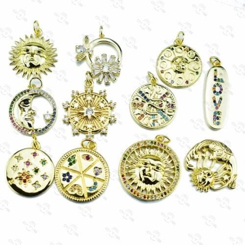 11 Unique Shapes Star Moon Love Bee Sun AAA Zircon Pendants Heart Crystal Charms for Jewelry DIY Making Accessories